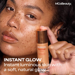 MCoBeauty Flawless Glow doe-foot applicator applies precise glow to cheeks.