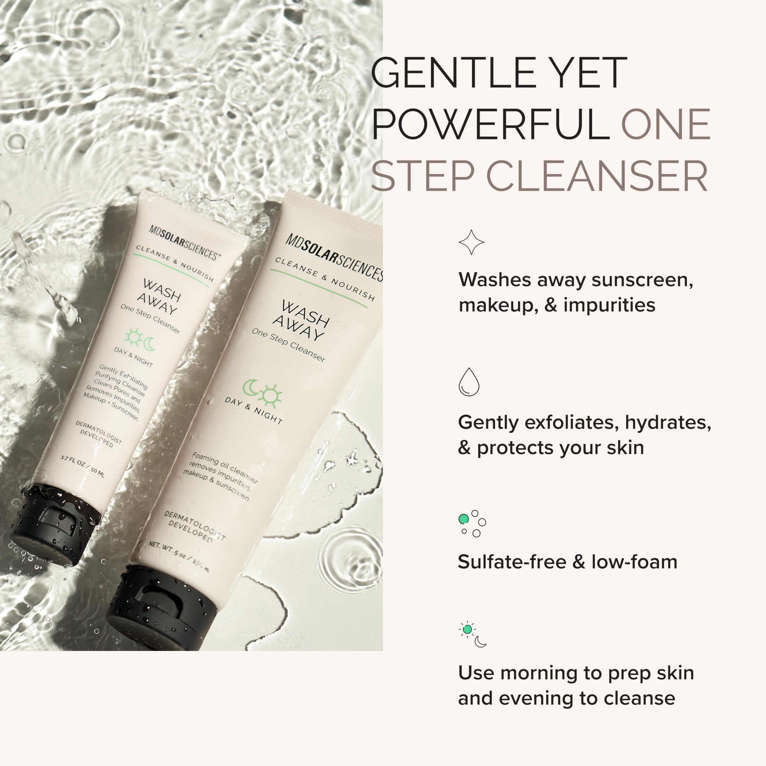 Acido salicílico en Wash Away Cleanser ayuda a desobstruir poros sin irritación.