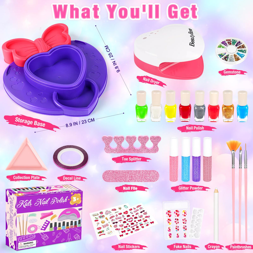 Meaicezli niña usando el kit de uñas, juego creativo