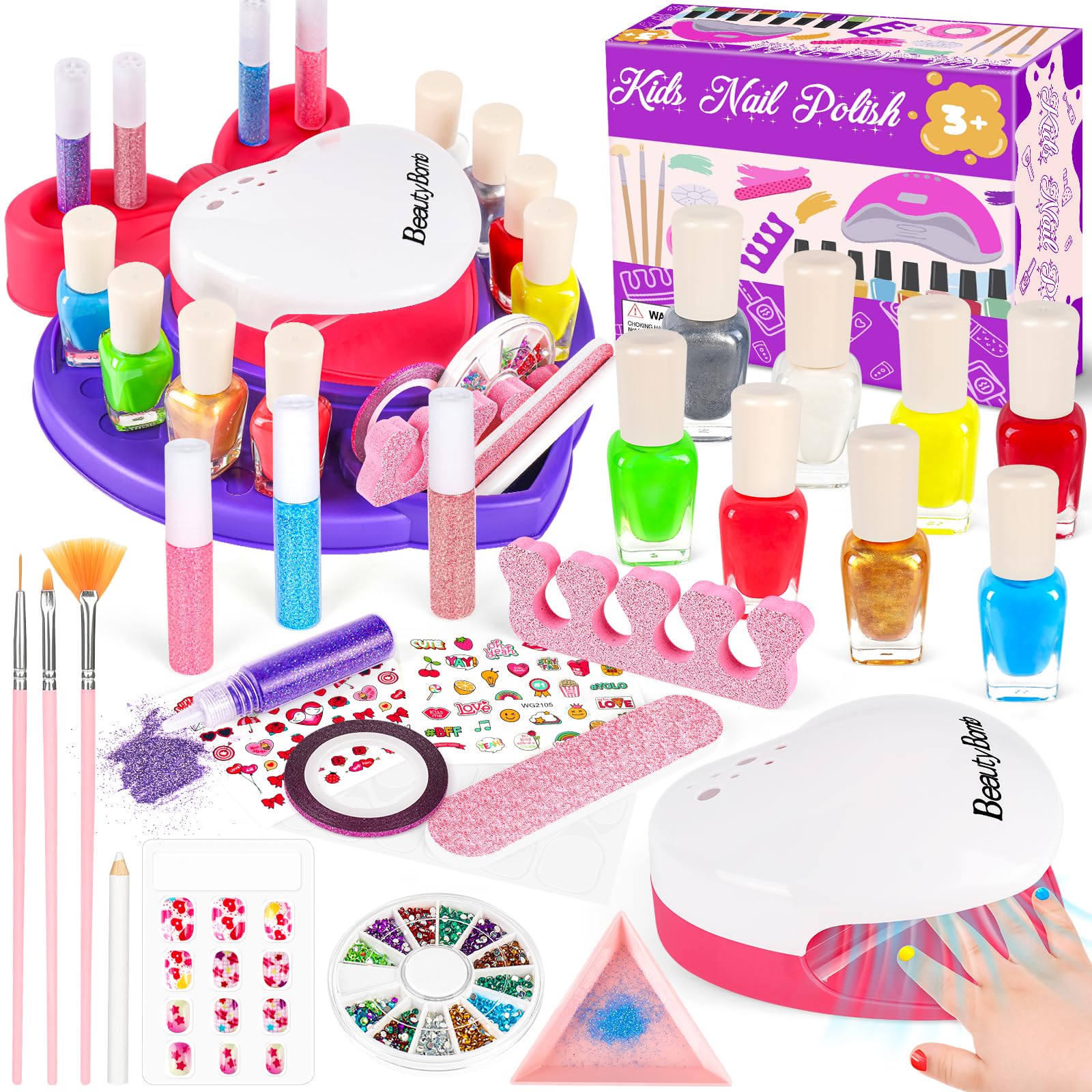 Meaicezli set de uñas para niñas, kit completo para diversión creativa