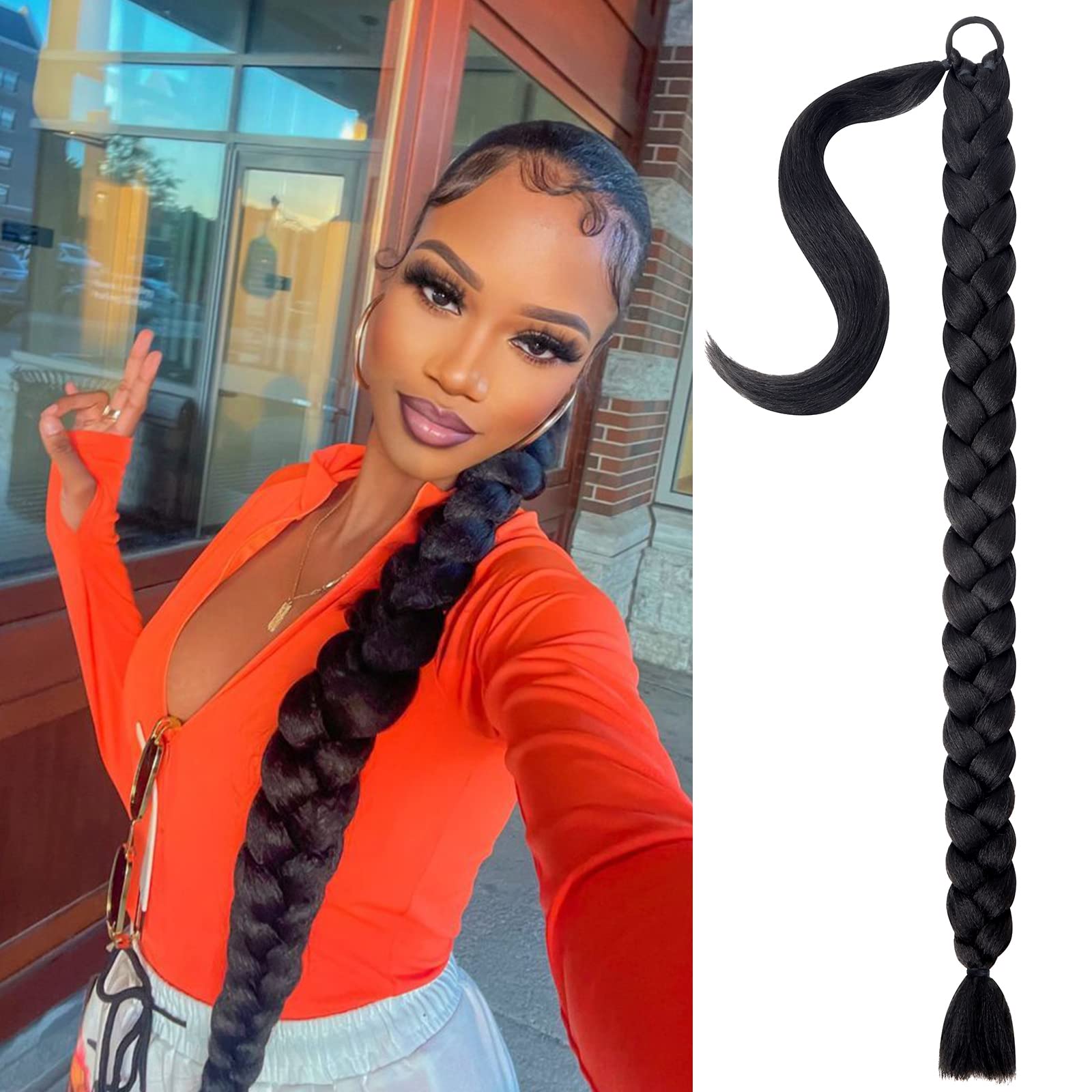 Mebeli ponytail trenzado de 34 pulgadas para look elegante