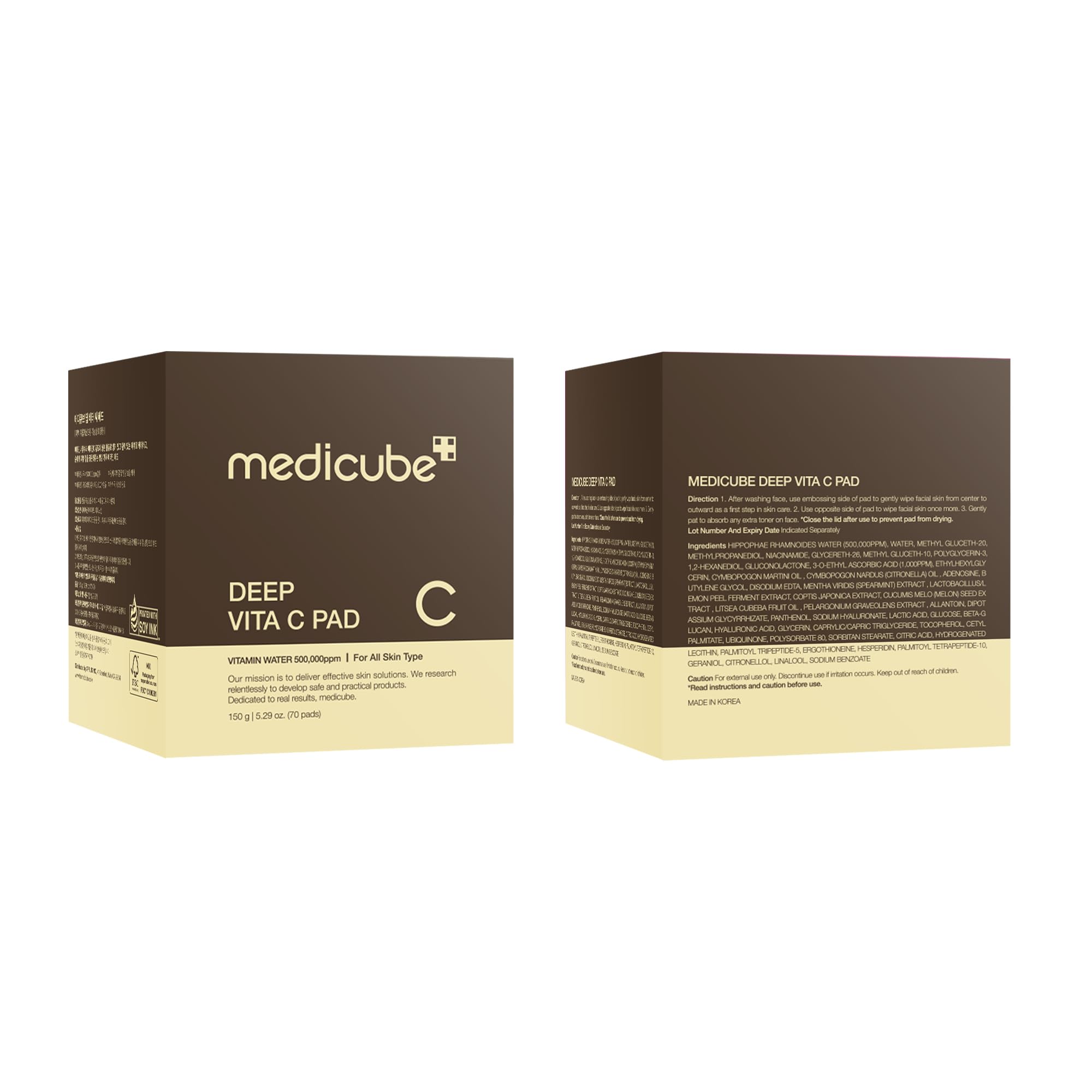 Medicube Deep Vita C Pad fórmula dermatológicamente desarrollada para piel sensible