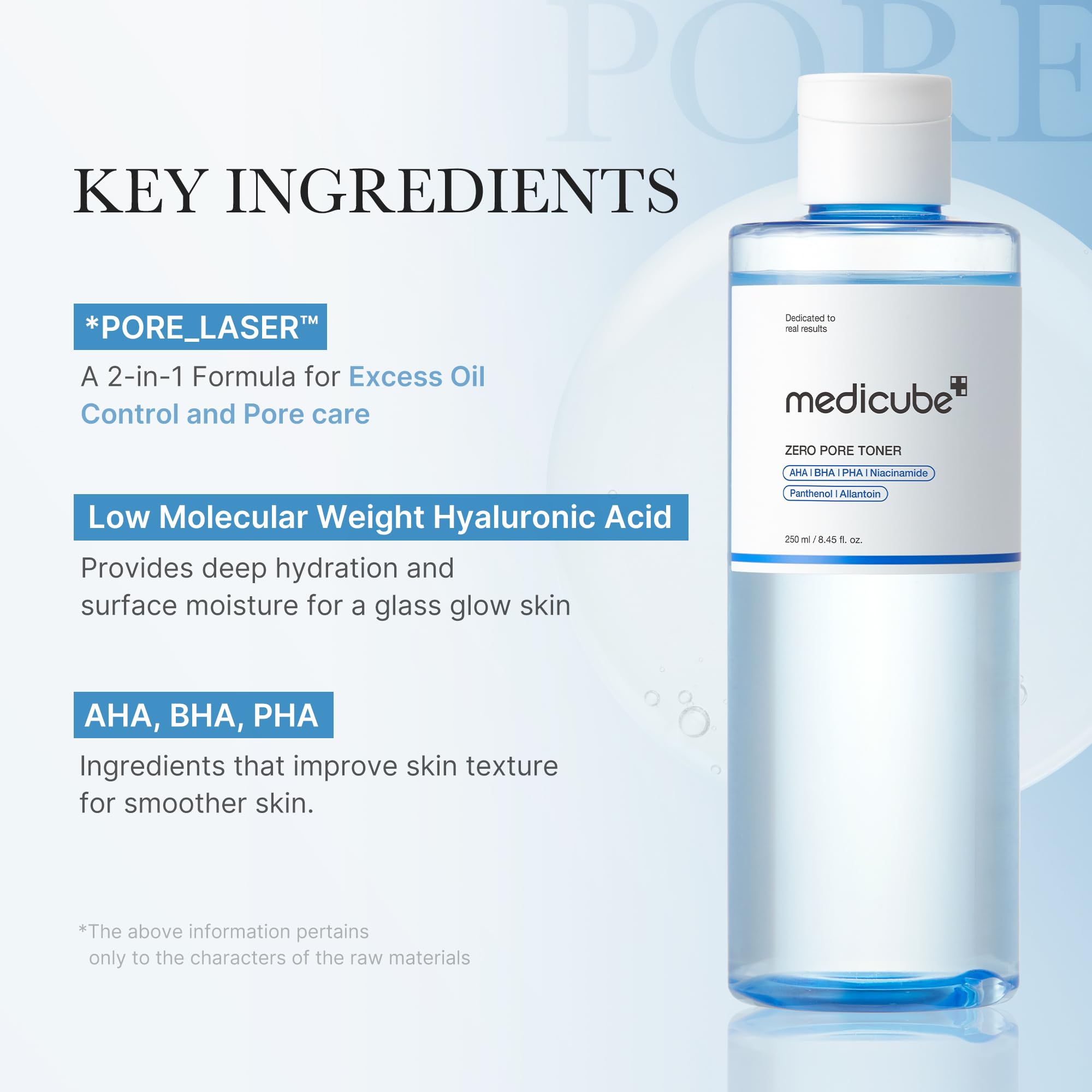 medicube Zero Pore Toner, ingredientes AHA/BHA/PHA para exfoliación suave.