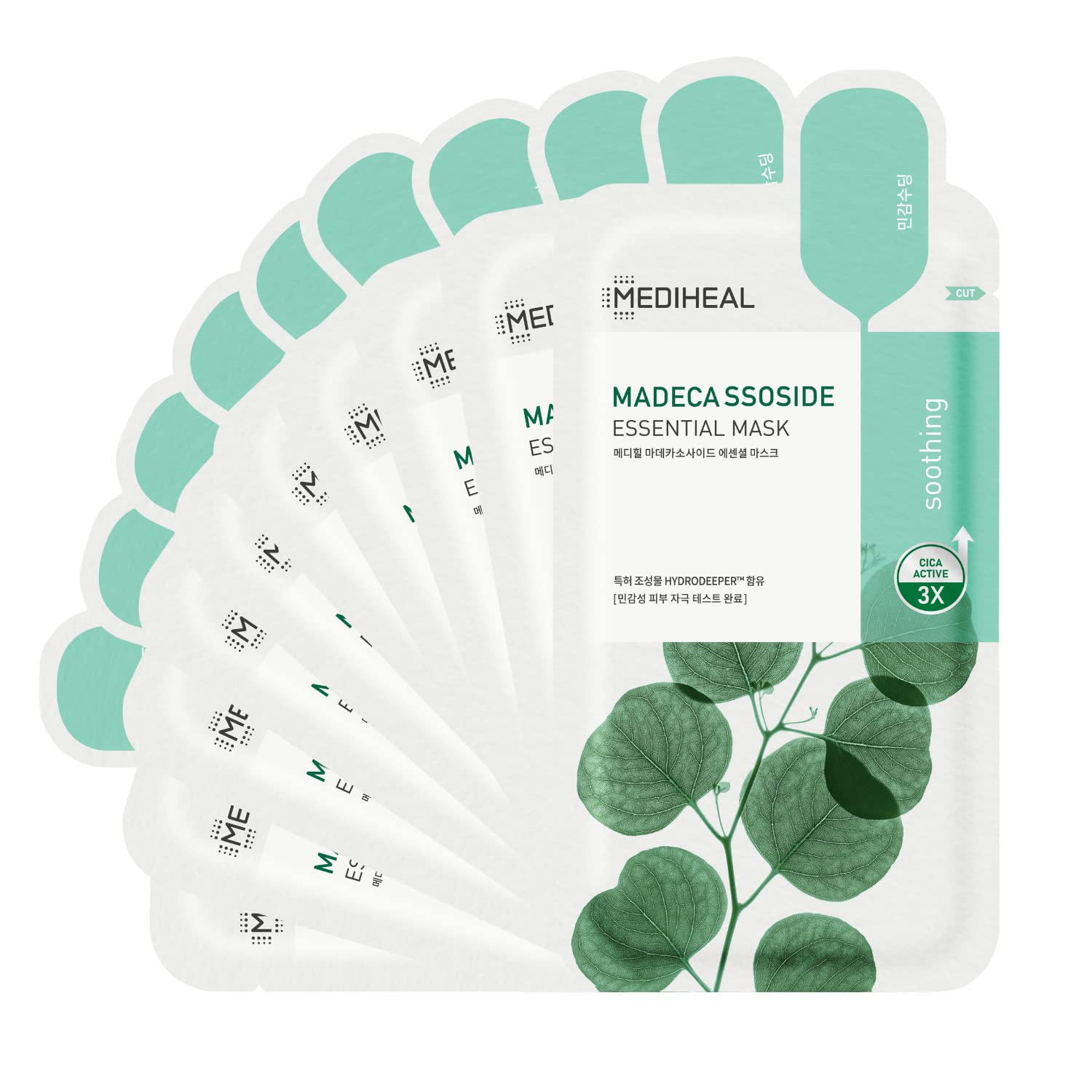 Mediheal Madecassoside – masque-visage 10 feuilles, hydratation apaisante pour peau sensible.