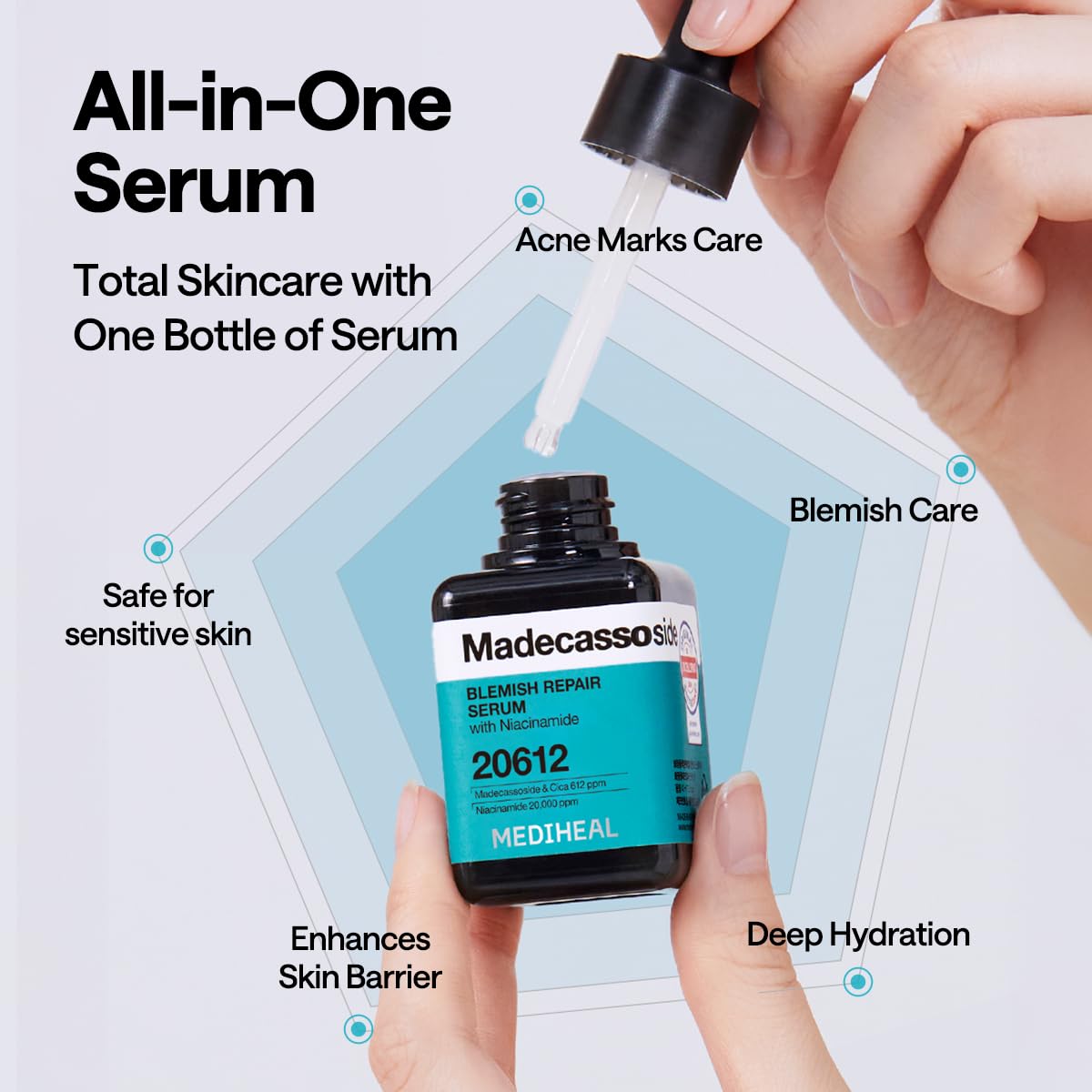 Hidratación ligera para piel sensible con serum Madecassoside.