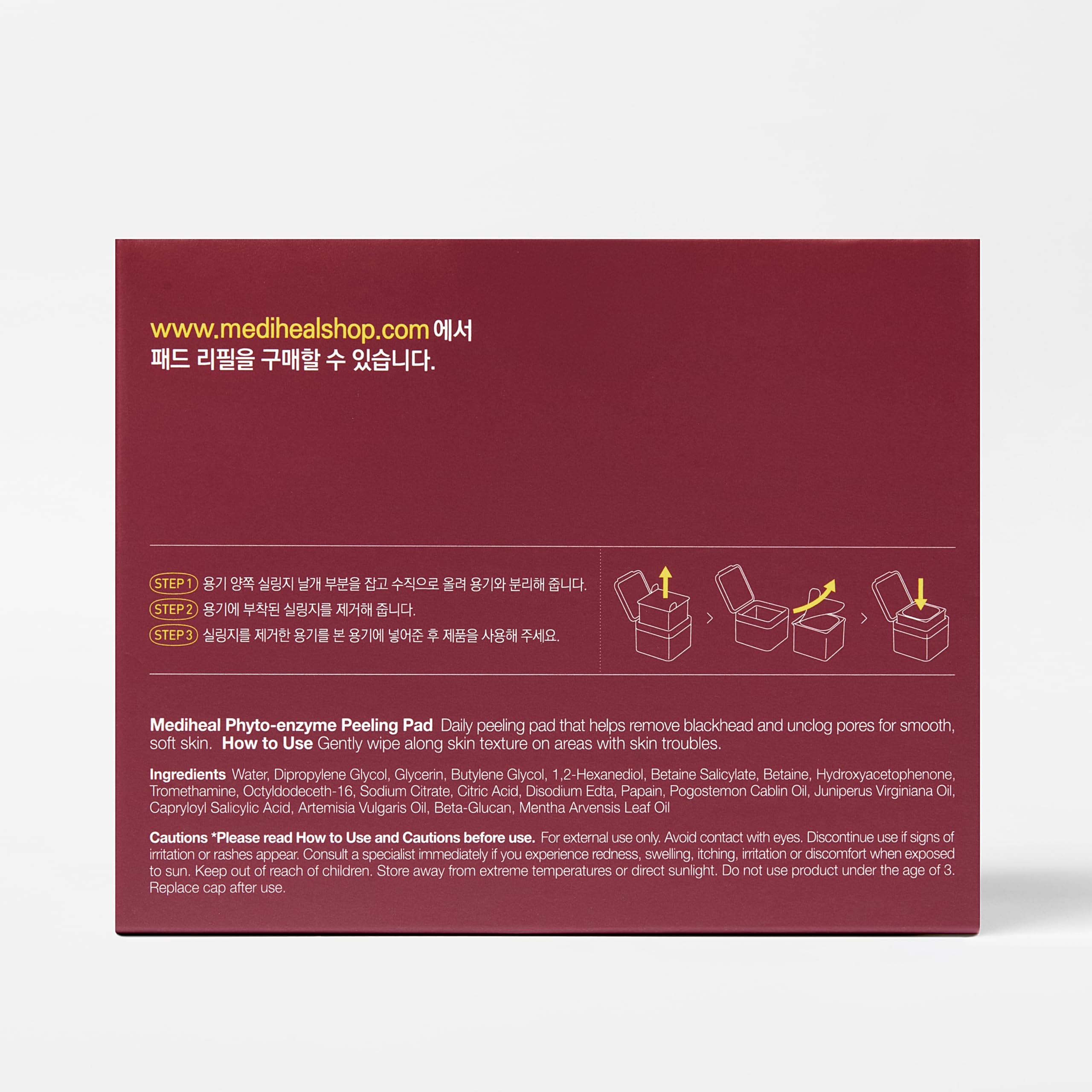 Mediheal Phyto Enzyme Peeling Pad box and pads ready for routine.