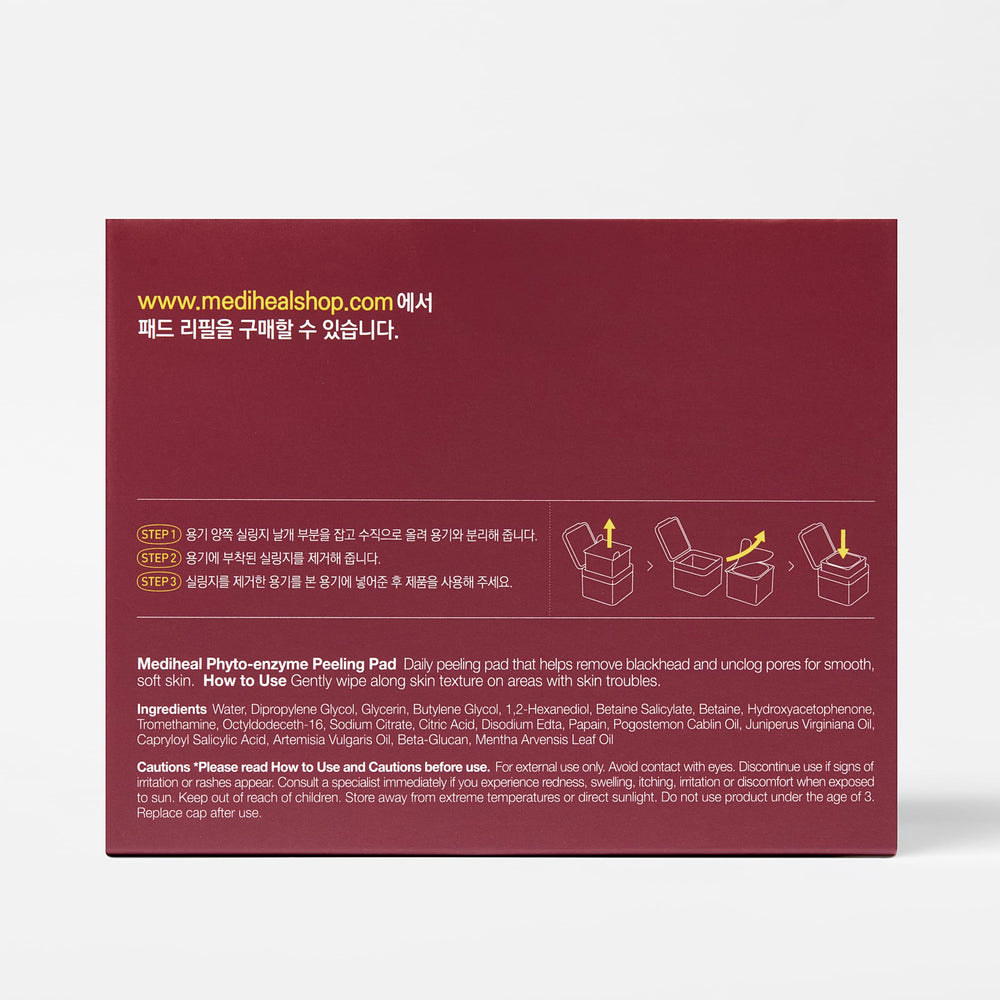 Mediheal Phyto Enzyme Peeling Pad box and pads ready for routine.