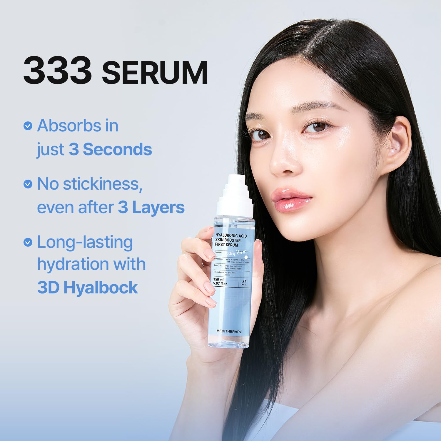 Meditherapy Serum Hialurónico, textura agua ligera con absorción rápida.