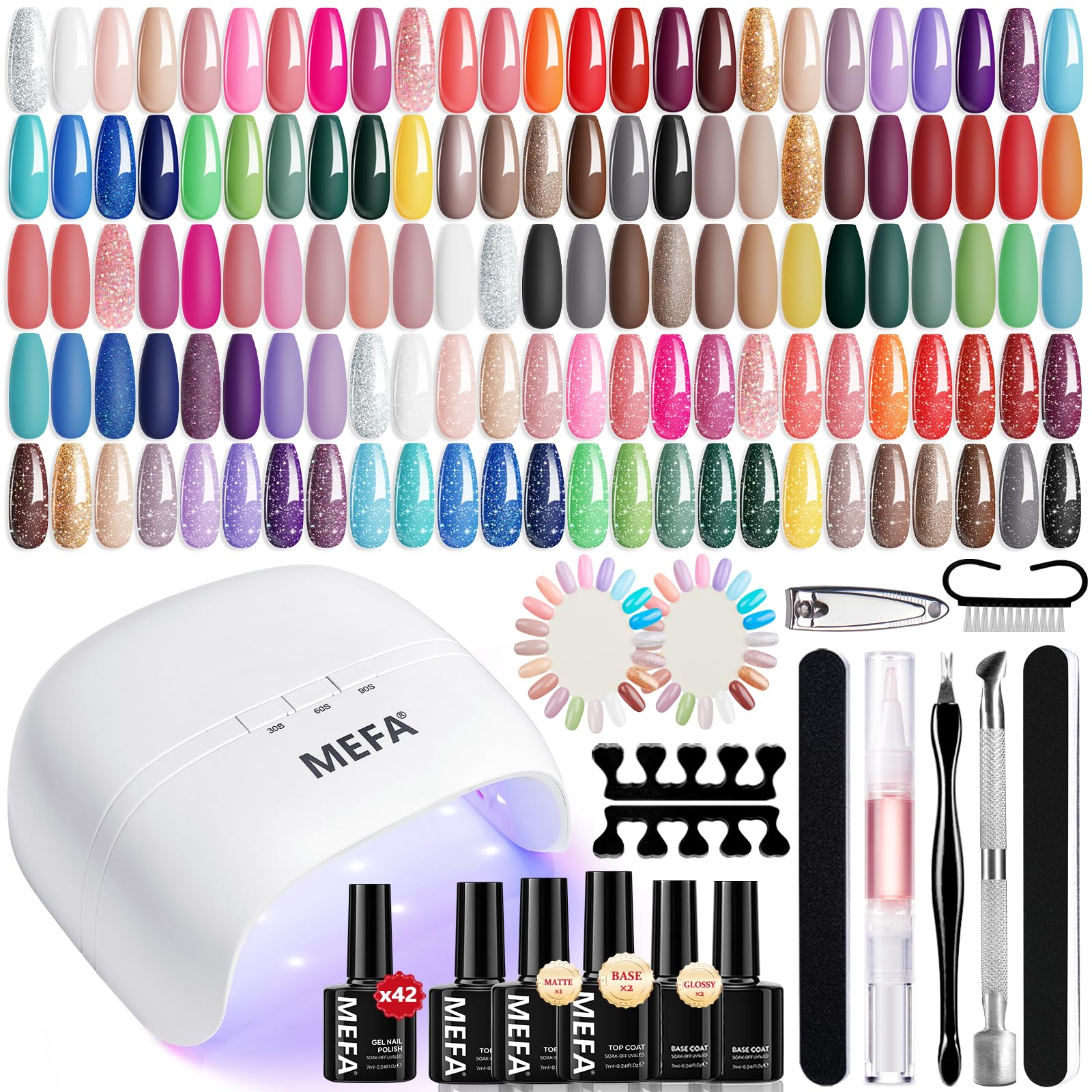 MEFA kit esmalte gel 42 colores para looks diarios con brillo duradero