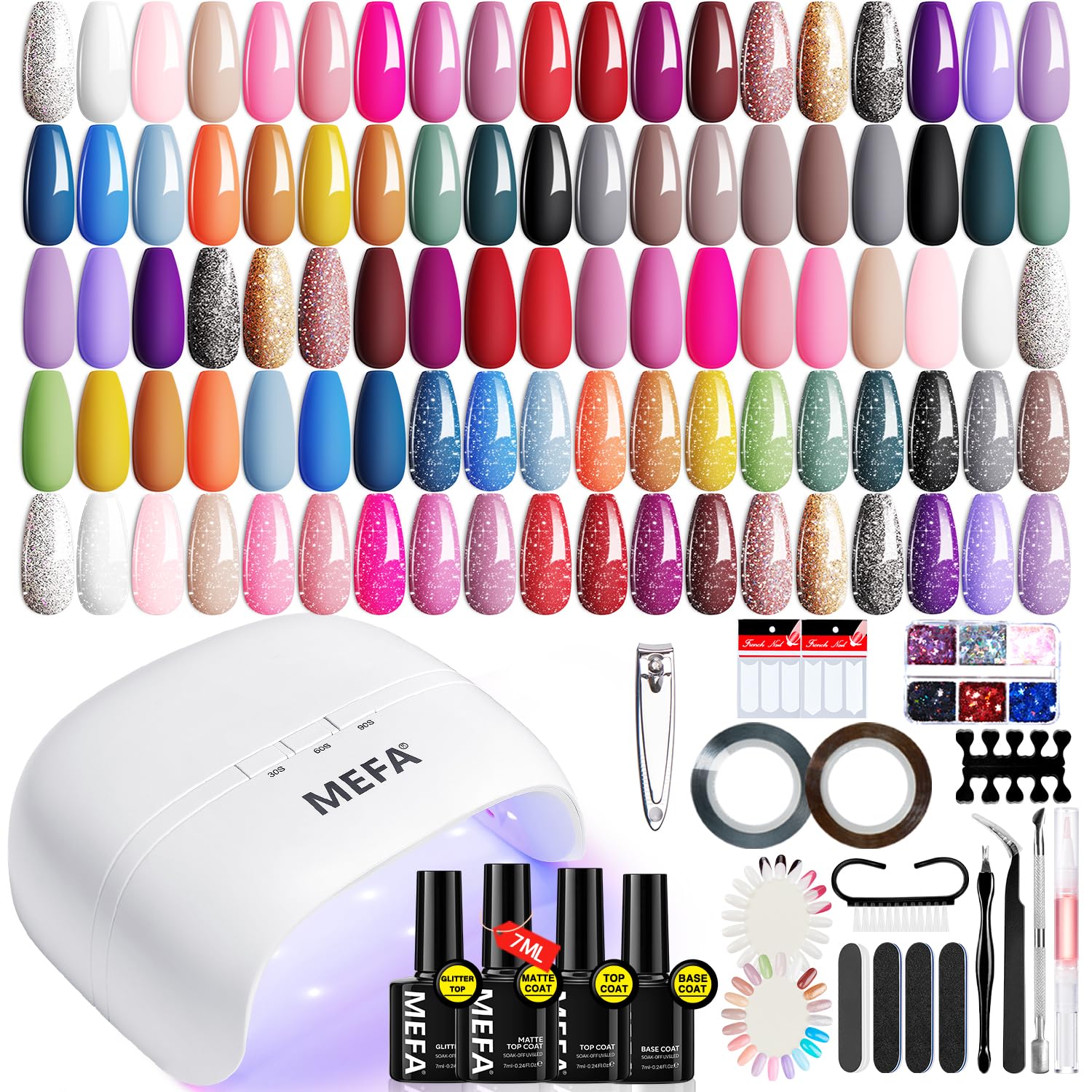 MEFA kit gel con lámpara UV de 72W para manicura rápida en casa