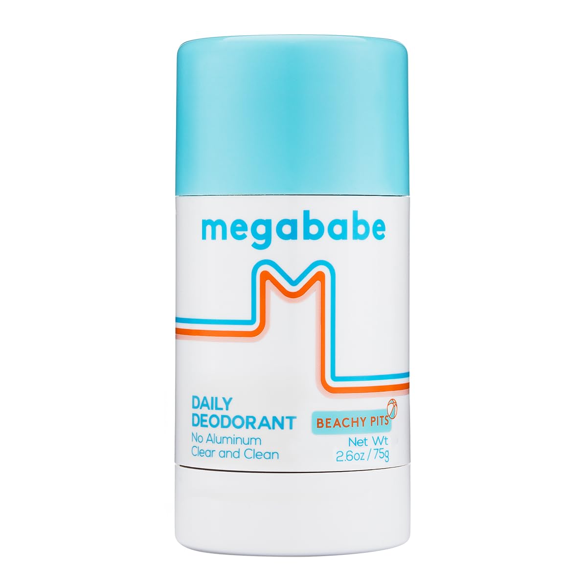 Megababe Beachy Pits deodorant stick cap for easy on-the-go freshness.