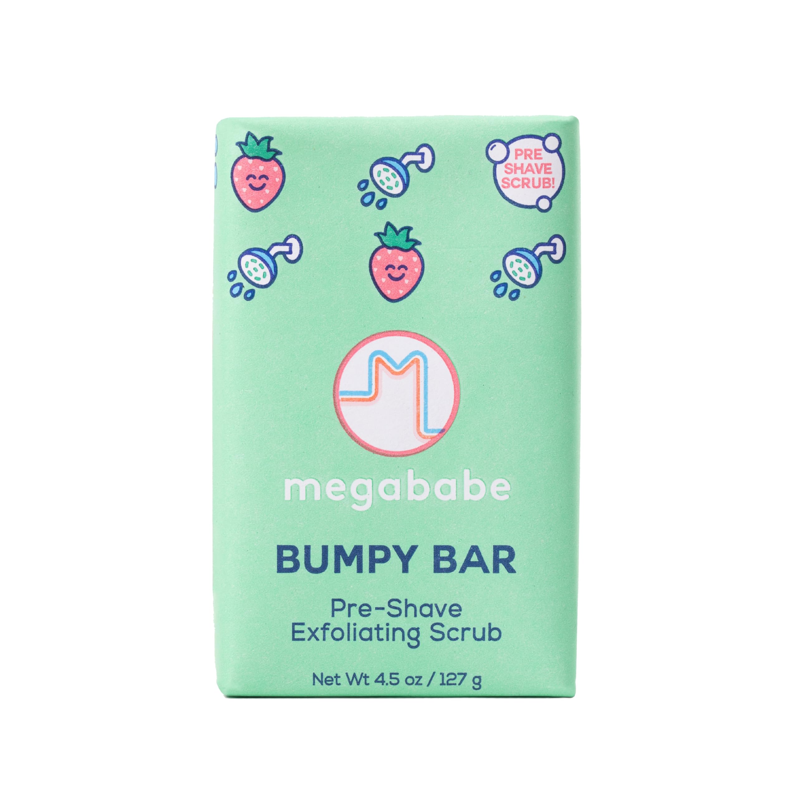 Megababe Bumpy Bar, barra exfoliante, textura suave lista para el afeitado.