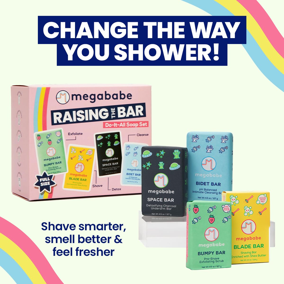 Megababe Bumpy Bar, exfoliación con bolitas biodegradables para piel más suave.