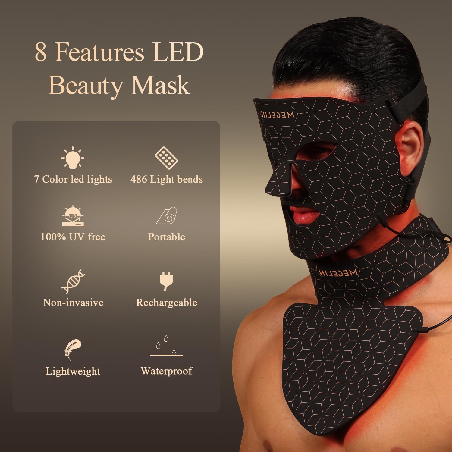 MEGELIN máscara LED 7 colores para cuello