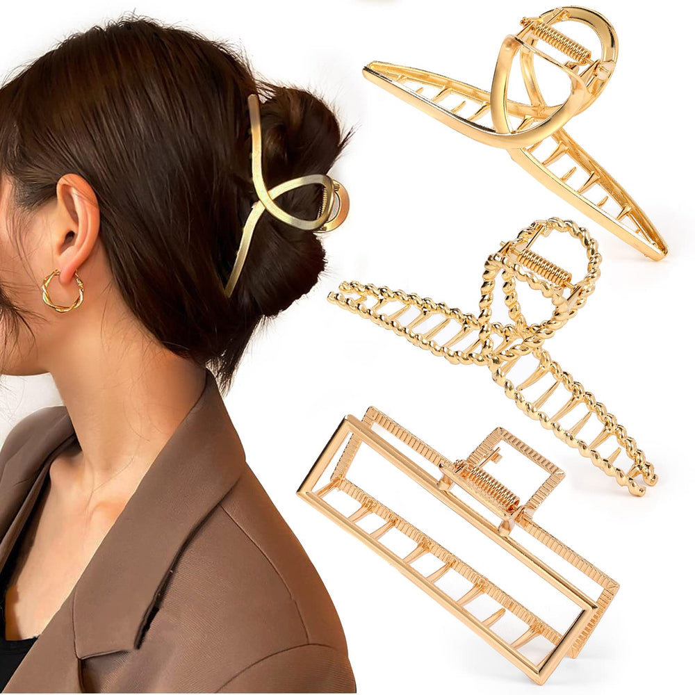 Mehayi pinza de metal grande para cabello grueso, agarre seguro para peinados diarios.