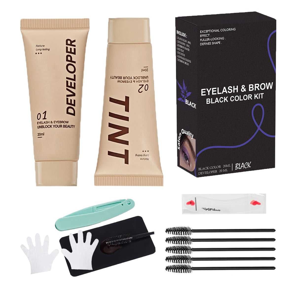 MELLUCCI kit color pestañas y cejas negro para un look definido en casa