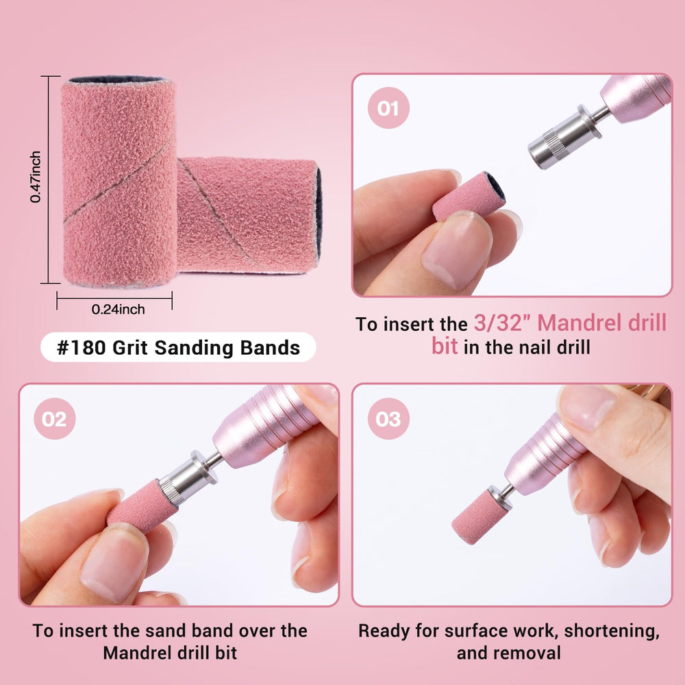 MelodySusie bandas lijado 180 grano compatibles con maquinas 3-32 pulgadas para manicura.