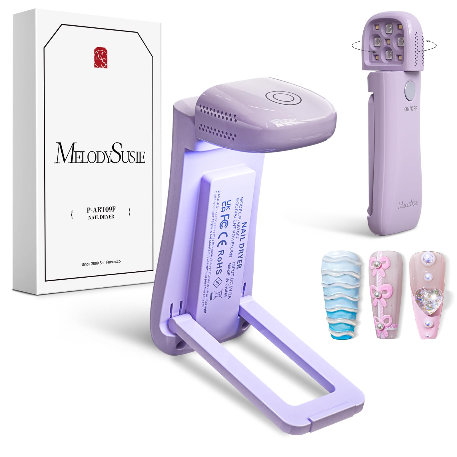 MelodySusie Lámpara UV inalámbrica para manos, curado preciso en casa