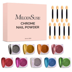 Este MelodySusie kit polvo cromo para uñas ofrece efecto espejo con 9 piezas.