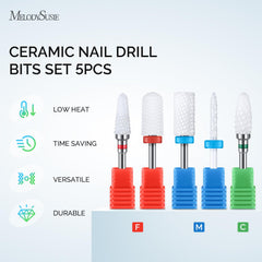 MelodySusie: punta cerámica forma llama, ideal para desbaste suave en uñas acrílicas.