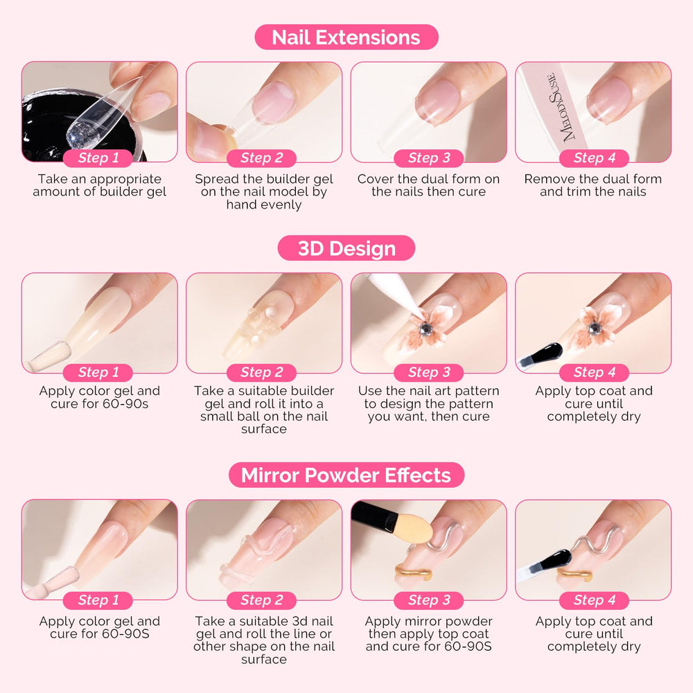 MelodySusie clear builder gel enables lasting 3D designs with UV/LED cure
