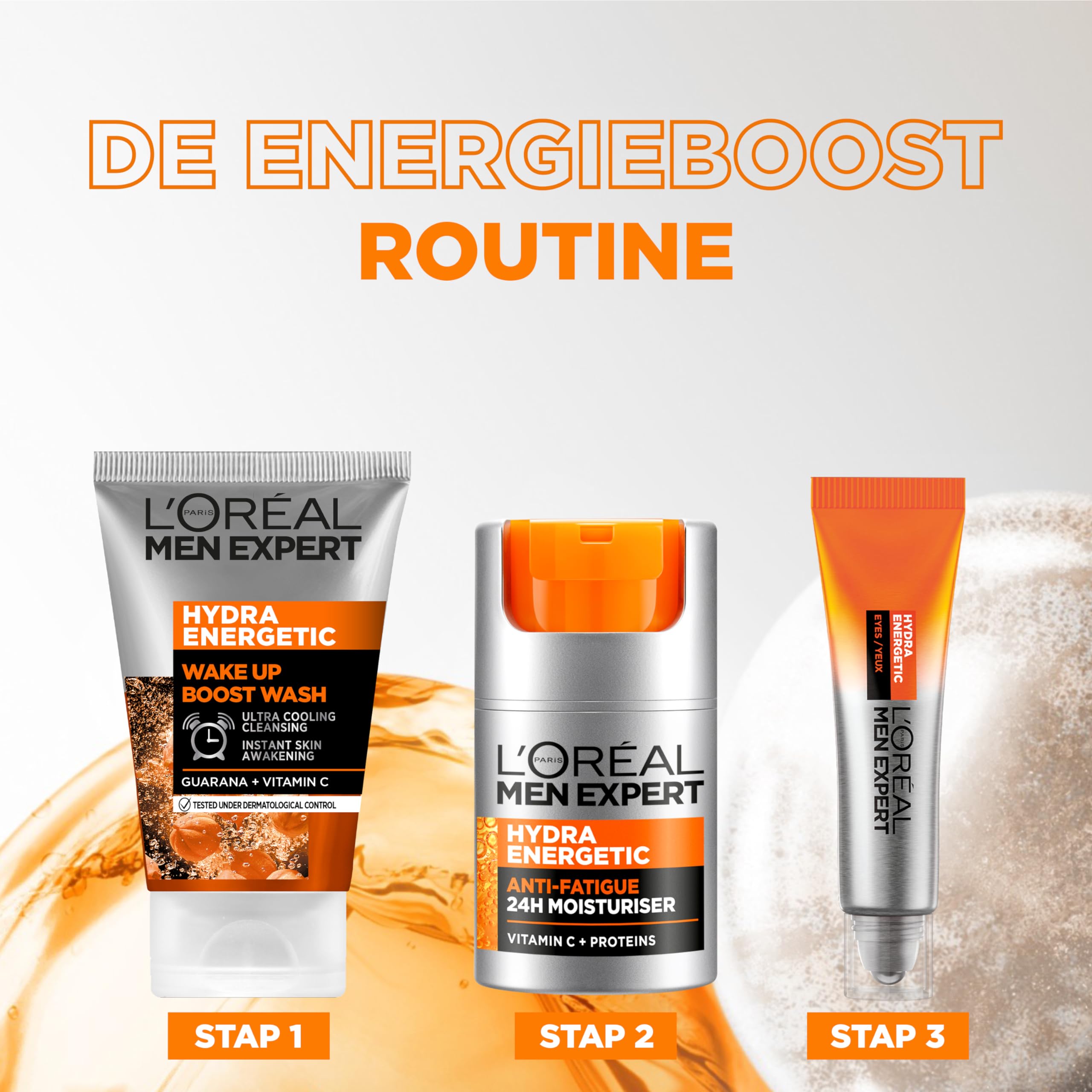 MEN EXPERT Hydra Energetic morning-routine cue for daily hydration and energy