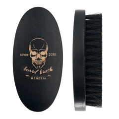 Menesia cepillo barba con cerdas jabalí negro para suavizar barba y distribuir productos.