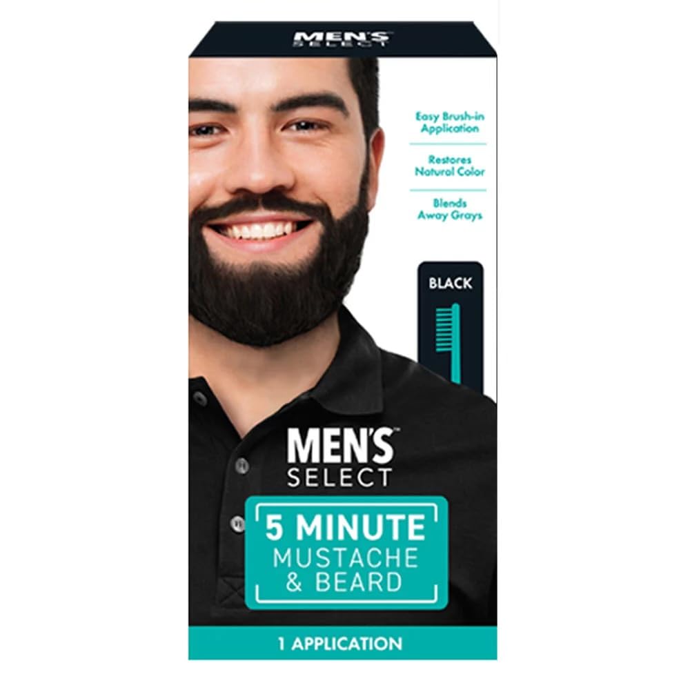 Men's Select: tinte para bigote y barba con brocha incluida para cobertura negra natural