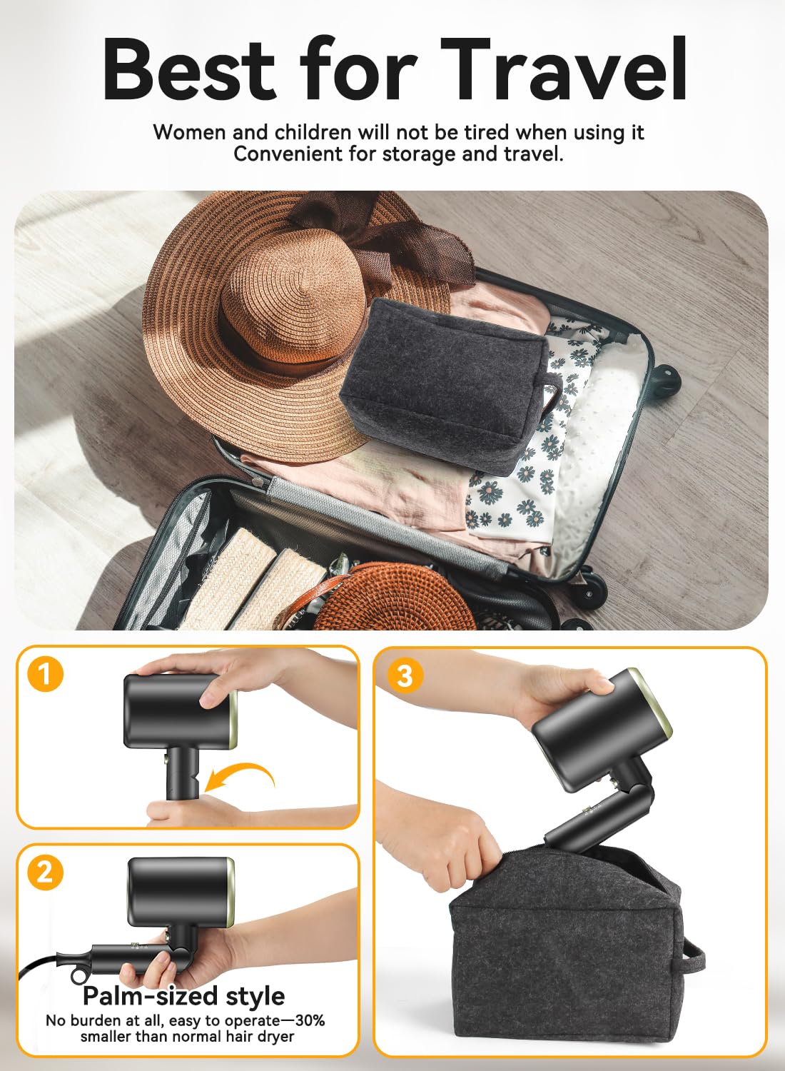 Mesheen secador de viaje con estuche y accesorios