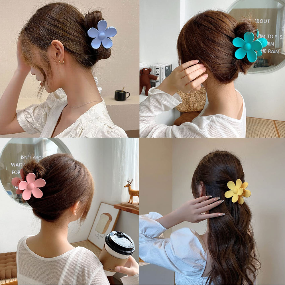 Pinzas florales grandes de Messen en morado mate, seguro y suave con el cabello.
