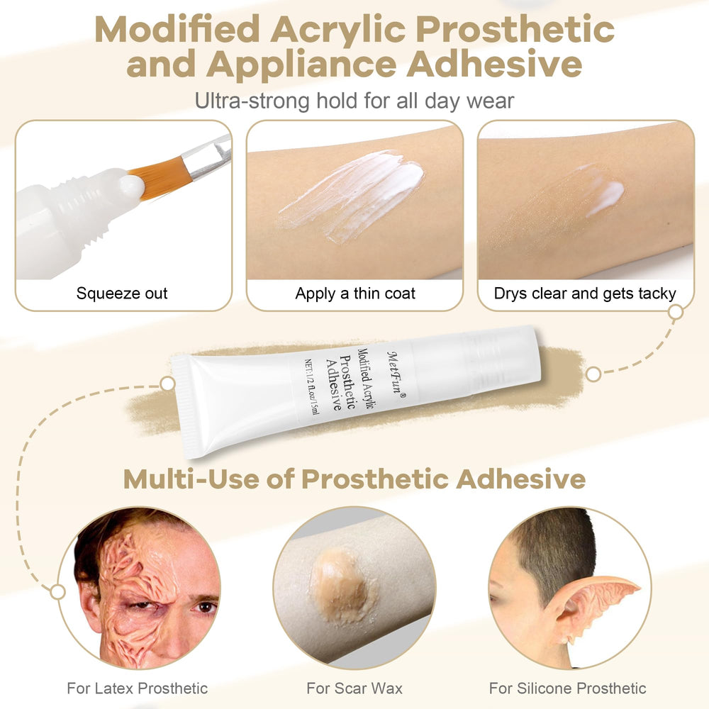 MetFun adhesivo prostético 0.5 oz para fijación duradera.