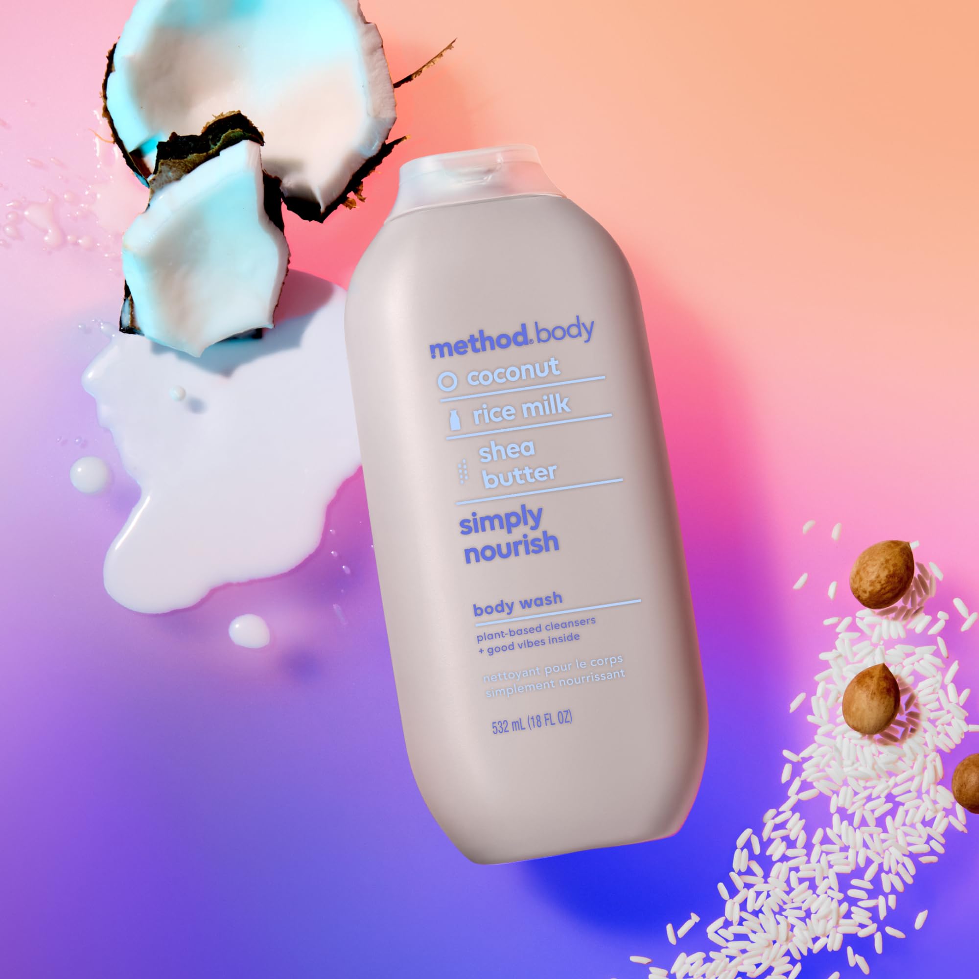 Method Simply Nourish fórmula biodegradable de base vegetal para limpieza suave.