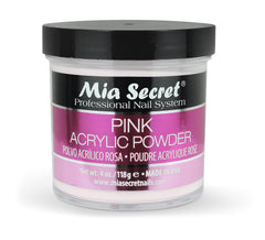Mia Secret polvo acrílico rosa 4oz para uñas suaves y duraderas.