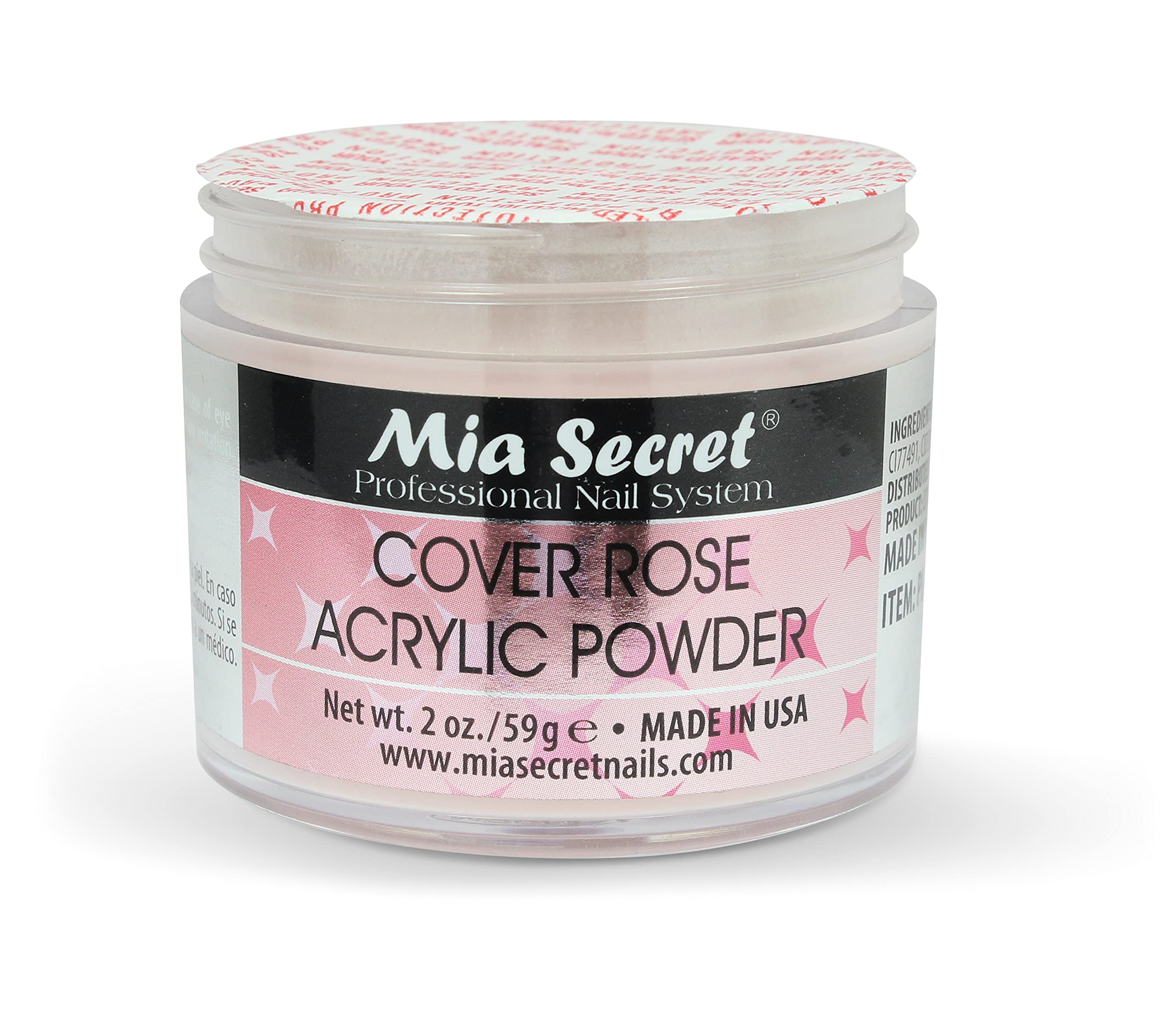 Mia Secret polvo acrilico rosa cover en set de uñas para estilo rosado.