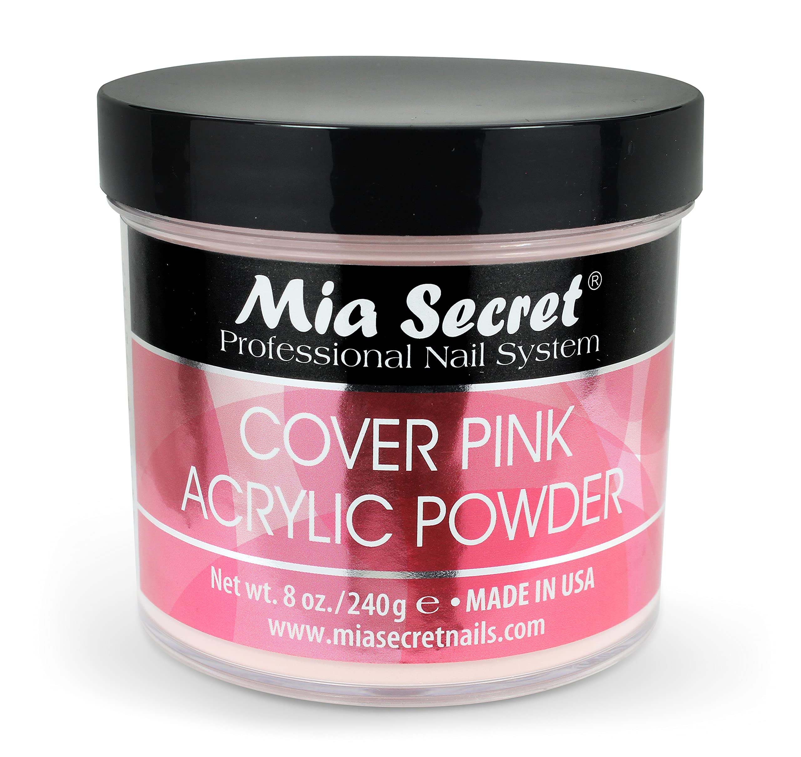Mia Secret polvo acrilico rosa cubriente en frasco para acabado duradero
