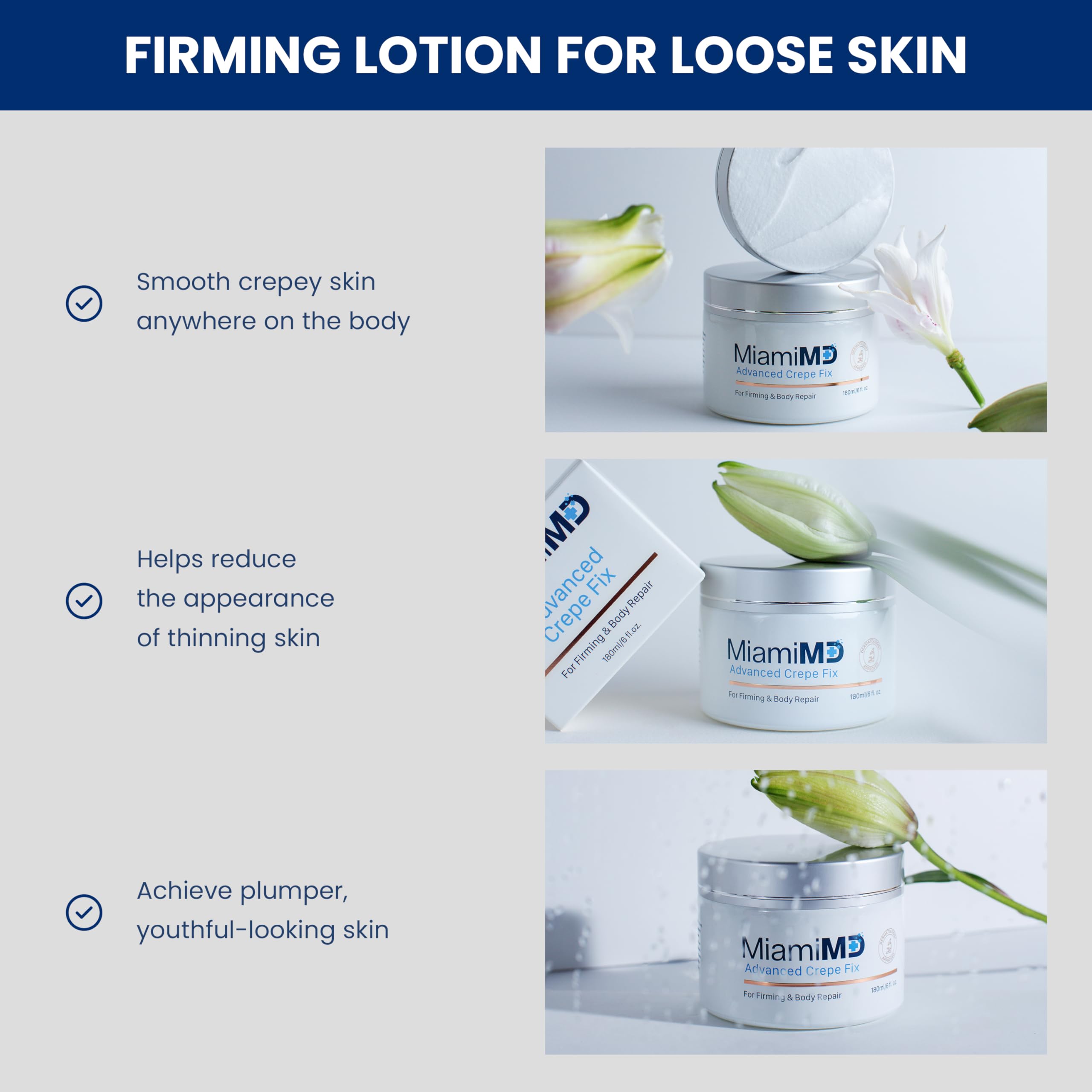 Décolleté et zones du corps raffermies par MiamiMD Crepe Fix