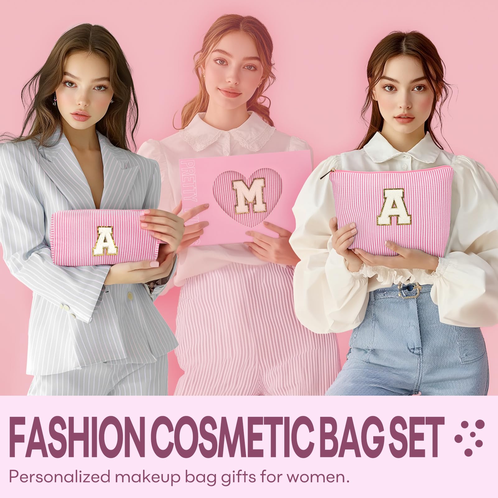 Bolsa morada mibasies con letras, estilo único para tus cosméticos.