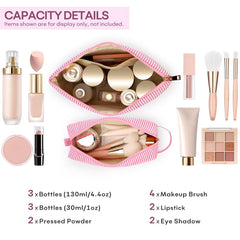 Bolsa rosa mibasies de maquillaje, opción personalizable para regalo.