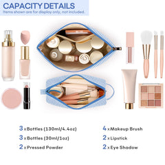 Neceser de viaje de mibasies, organizado para separar higiene y cosméticos.