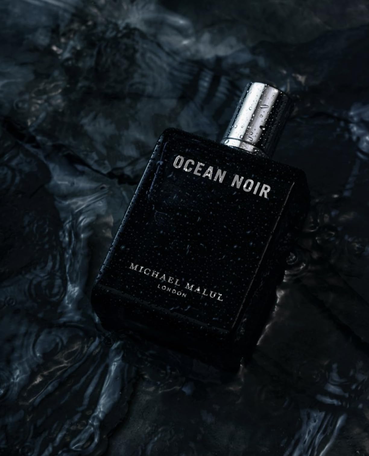 Etiqueta de Ocean Noir de Michael Malul, notas marinas y cítricas evocadas.