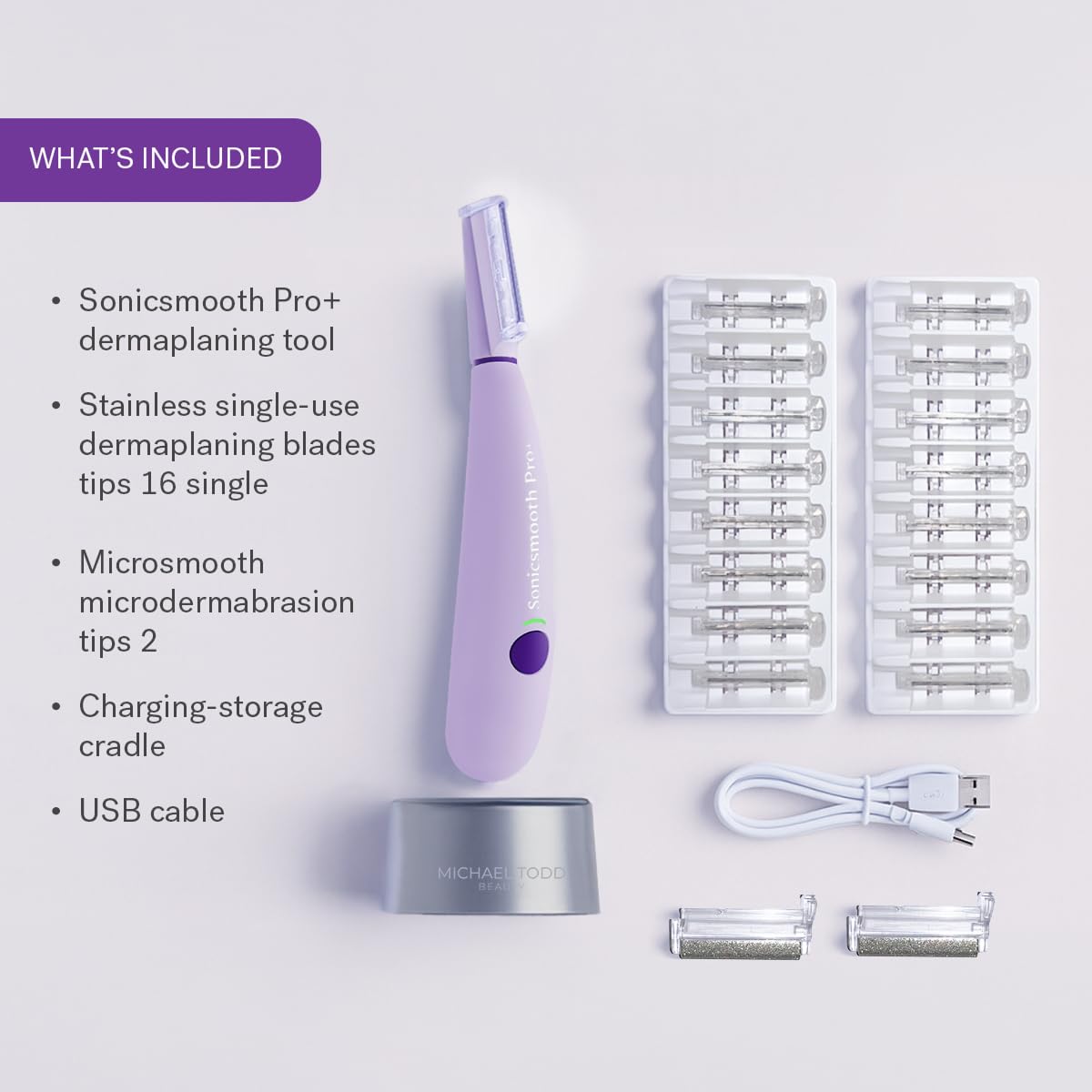 MICHAEL TODD Sonicsmooth Pro+ uso fácil en casa para rutina rápida.