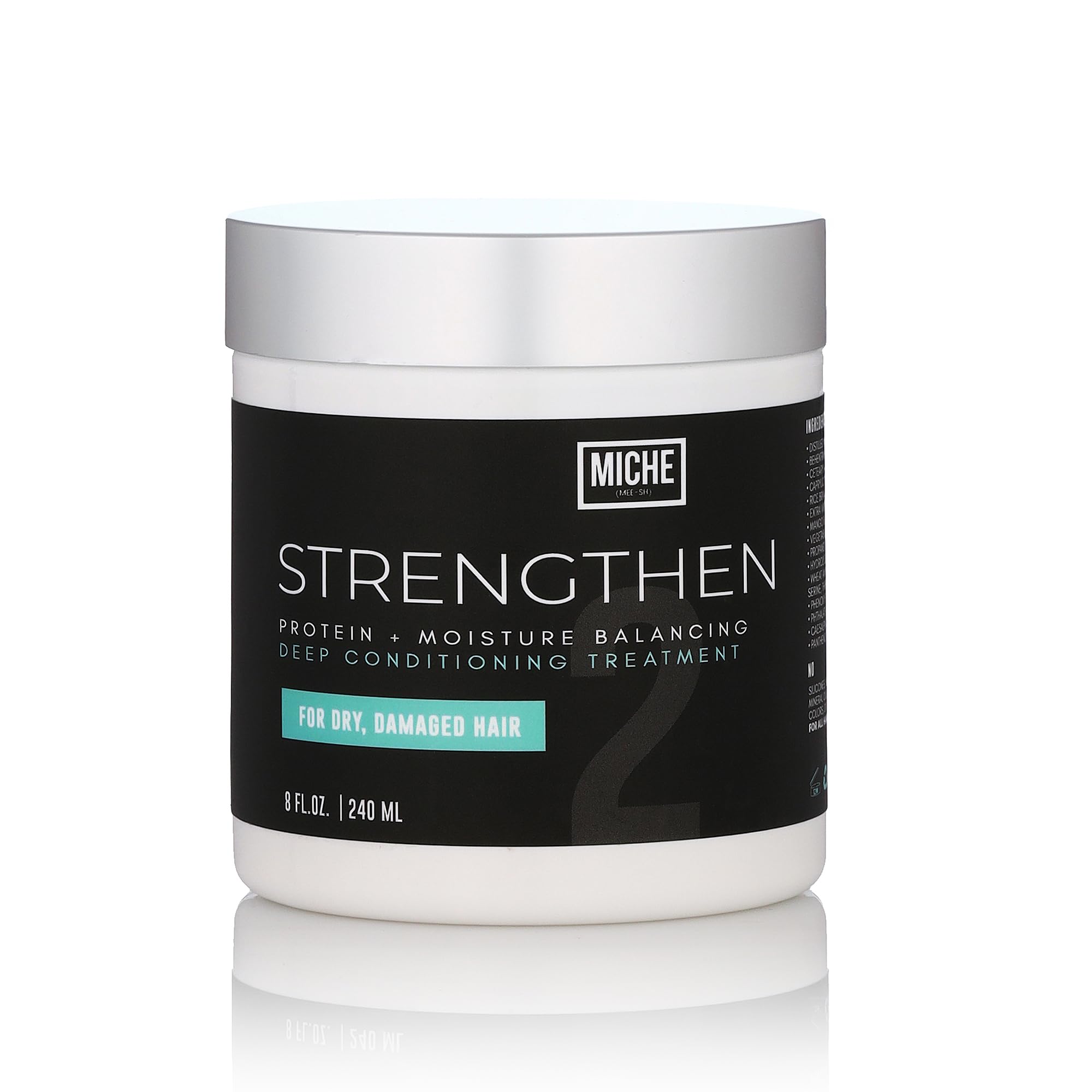 Miche Beauty Strengthen Proteina: botella vertiendo crema para rizos definidos