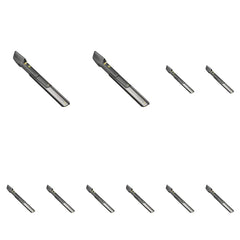 MicroTouch Titanium Trim, vista frontal con accesorios, facilita un corte preciso en casa.