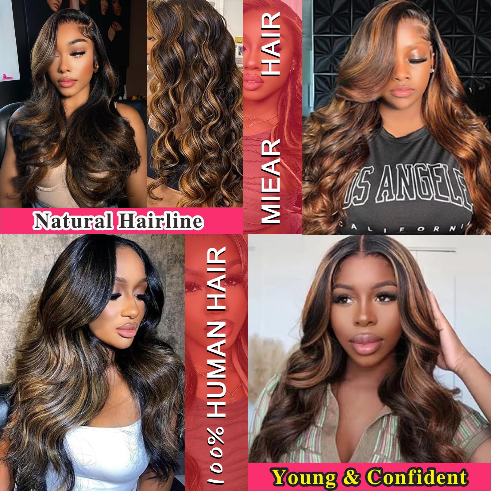 Miear 26 pulgadas Cabello con Ondas Corporales: cabello humano para looks diarios.
