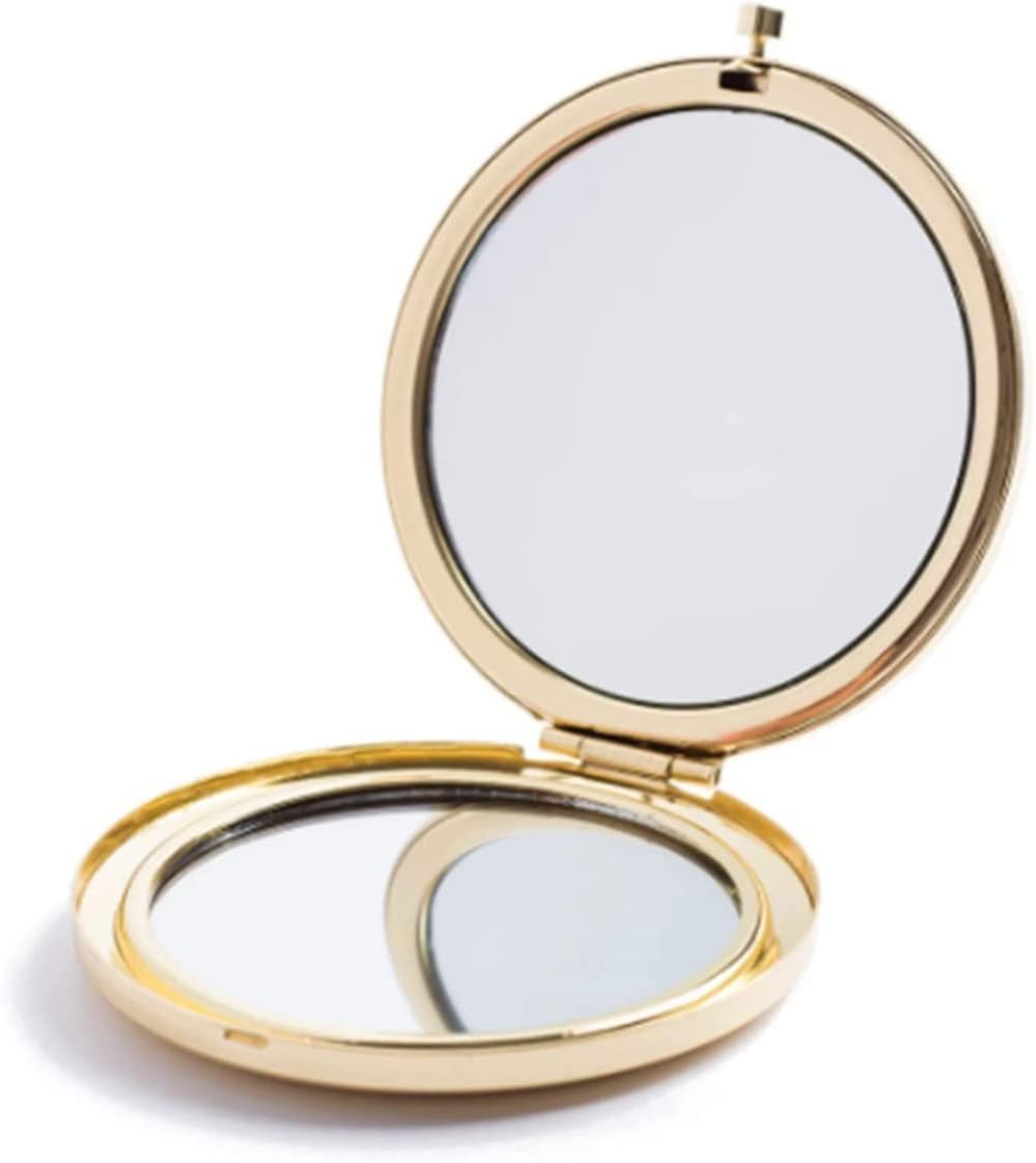 MIHAGUTY Espejo compacto de doble cara con 1x y 2x, ideal para retoques rápidos.