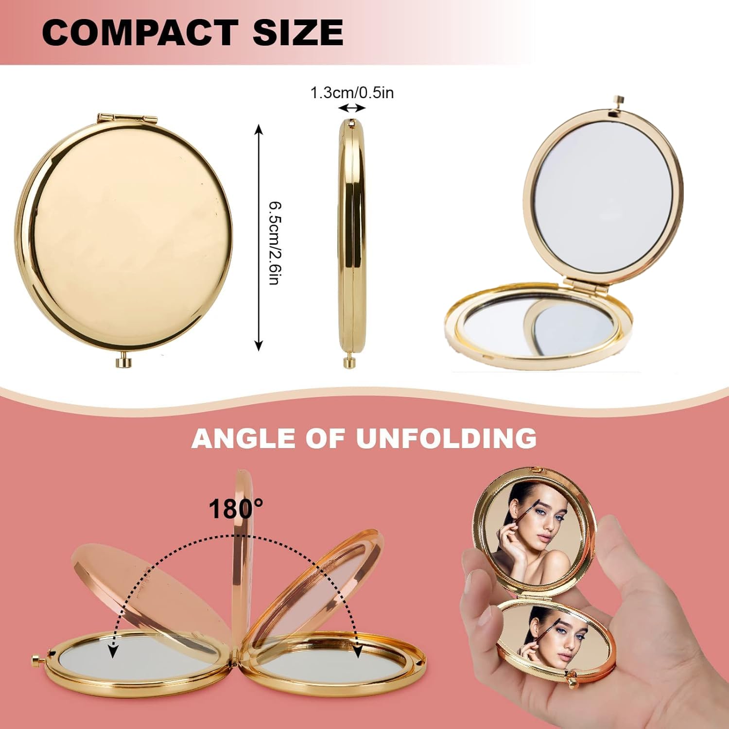 MIHAGUTY Espejo plegable para bolso con diseño delgado, perfecto para viajes.