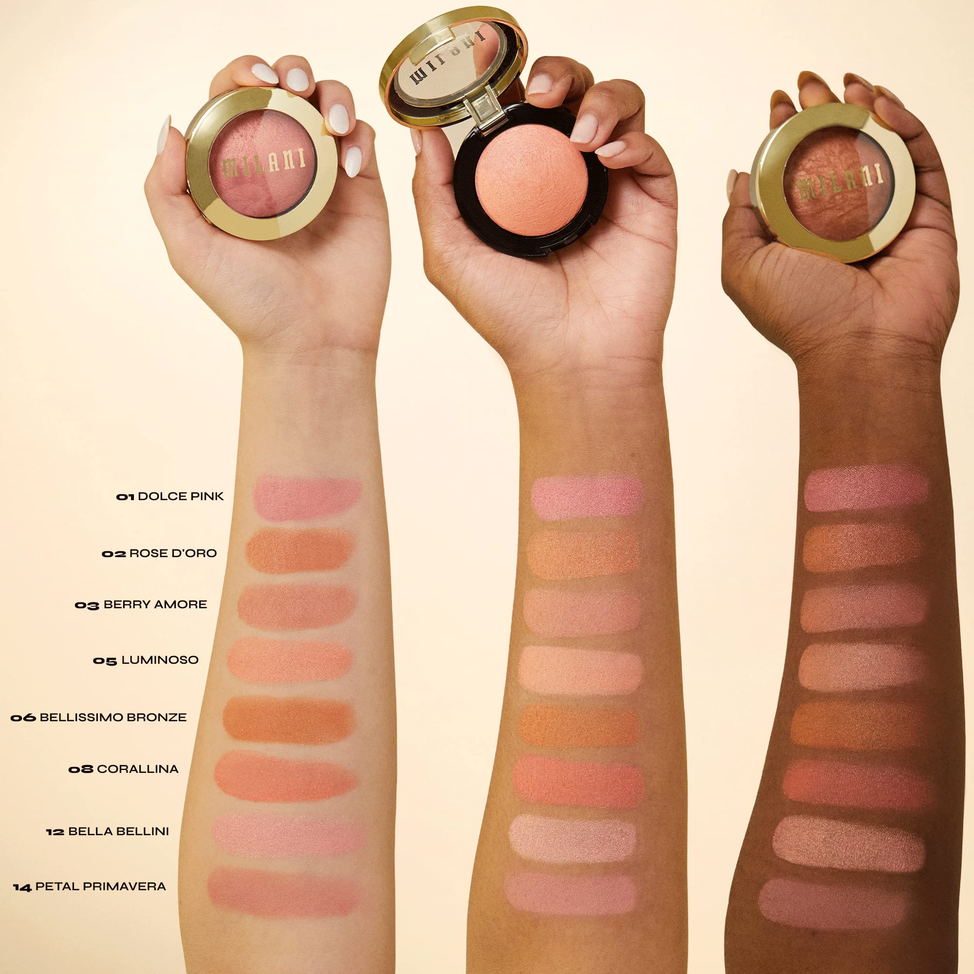 Milani Baked Blush Corallina: brillo sutil para piel fresca.