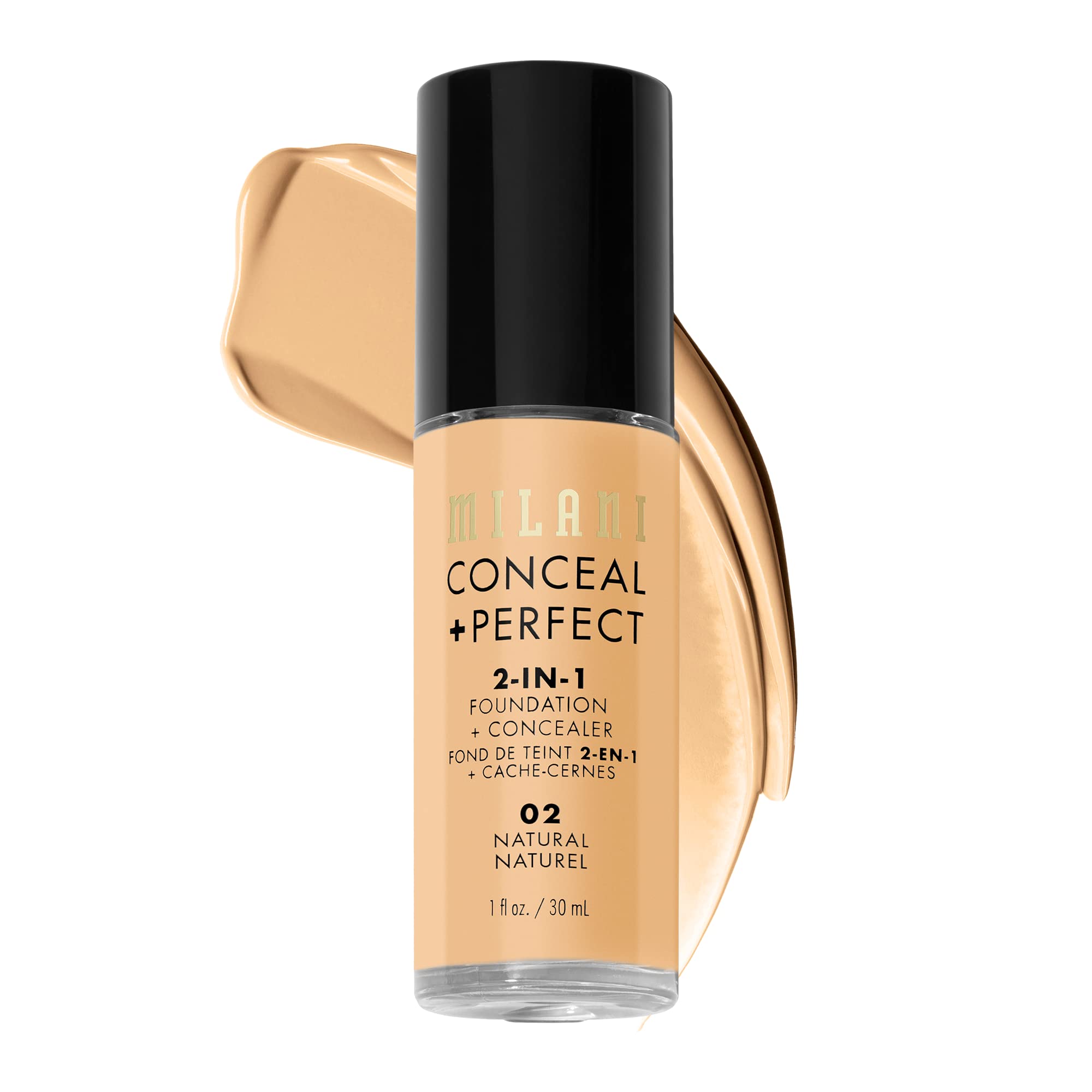 Milani Conceal + Perfect: botella de base y corrector para tono uniforme.