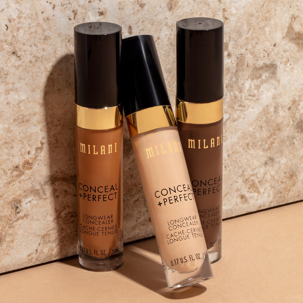 Milani Conceal + Perfect longwear blemish coverage evens complexion.