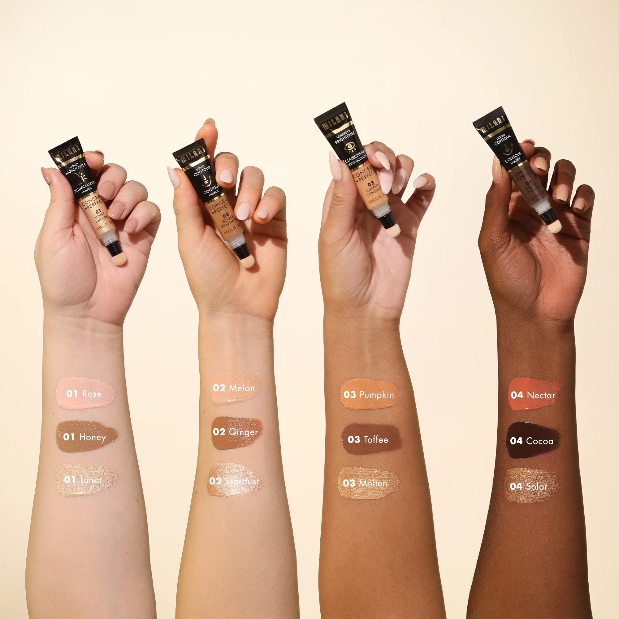 Milani Conceal + Perfect Melón parte de la colección Facelift para contorno suave.
